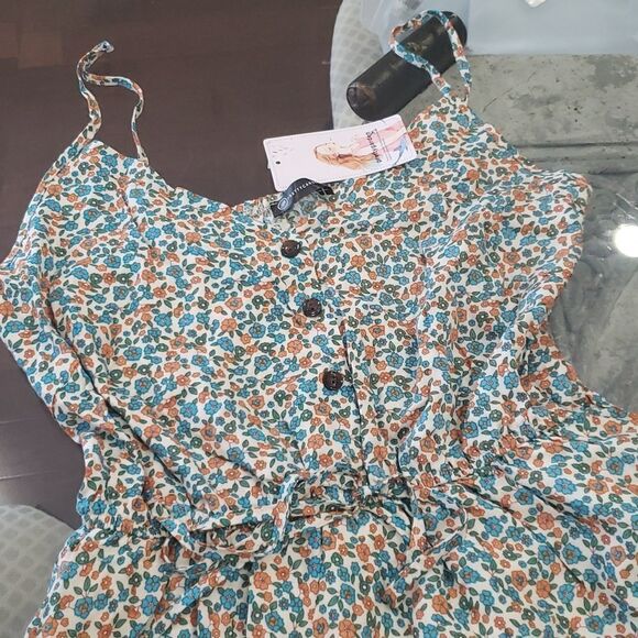 summer dresses Floral V neck Spaghetti strap Backless Button down new - Picture 5 of 9